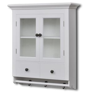 vidaXL Cabinet | White | MDF, Pine wood, Glass, Iron | Medium | Storage