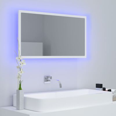 vidaXL LED Bathroom Mirror White 80x8.5x37 cm Acrylic