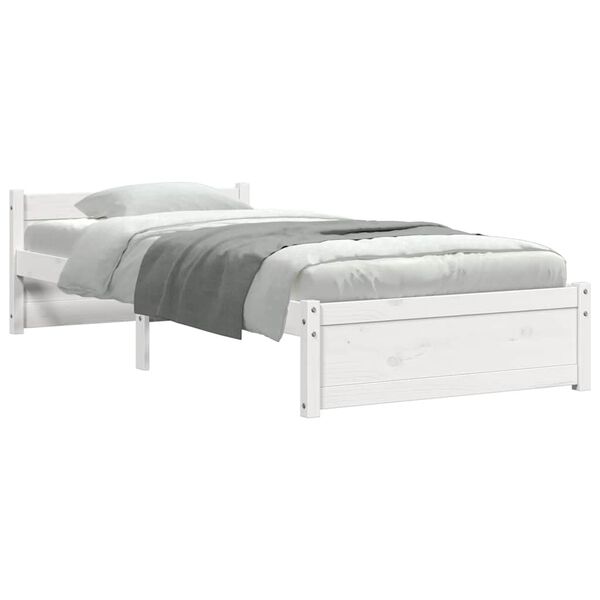 vidaXL Bed Frame without Mattress White Solid Wood 90x190 cm Single Single