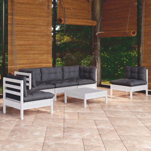 vidaXL 6 Piece Garden Lounge Set with Cushions Solid Pinewood