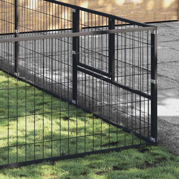 vidaXL Dog Kennel Black 20 m&sup2; Steel