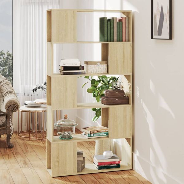 vidaXL Book Cabinet Room Divider Sonoma Oak 80x24x155 cm Engineered Wood