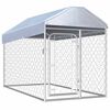 vidaXL Dog Kennel | Silver | Galvanized Steel, Polyethylene | Large | Durable