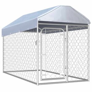 vidaXL Dog Kennel | Silver | Galvanized Steel, Polyethylene | Large | Durable