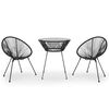 vidaXL 3 Piece Outdoor Dining Set PVC Rattan Black