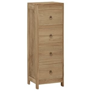 vidaXL Chest Of Drawers | Brown | Solid teak wood, Brass | 30x30x90 cm