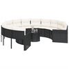 vidaXL Garden Sofa with Table and Cushions Round Black Poly Rattan