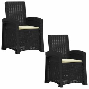 vidaXL Reclining Garden Chair Rattan Look 2 pcs Anthracite and Cream