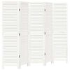 vidaXL Room Divider 5 Panels White Solid Wood Paulownia