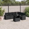 vidaXL 7 Piece Garden Sofa Set with Cushions Black Poly Rattan
