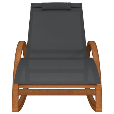 vidaXL Rocking Chair Grey Textilene and Solid Wood Poplar
