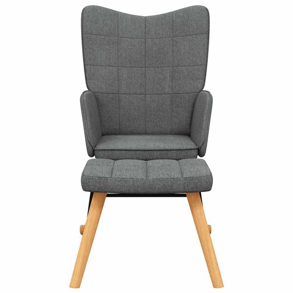 vidaXL Rocking Chair with a Stool Dark Grey Fabric