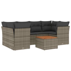 vidaXL 7 Piece Garden Sofa Set with Cushions Grey Poly Rattan