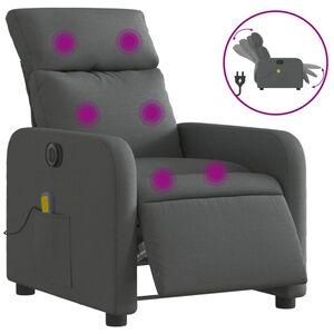 vidaXL Electric Massage Recliner Chair Dark Grey Fabric