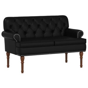 vidaXL Loveseat with Button Tufted Black 120 x 65 x 77 cm Faux Leather