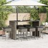 vidaXL 9 Piece Garden Bar Set with Cushions Grey Poly Rattan