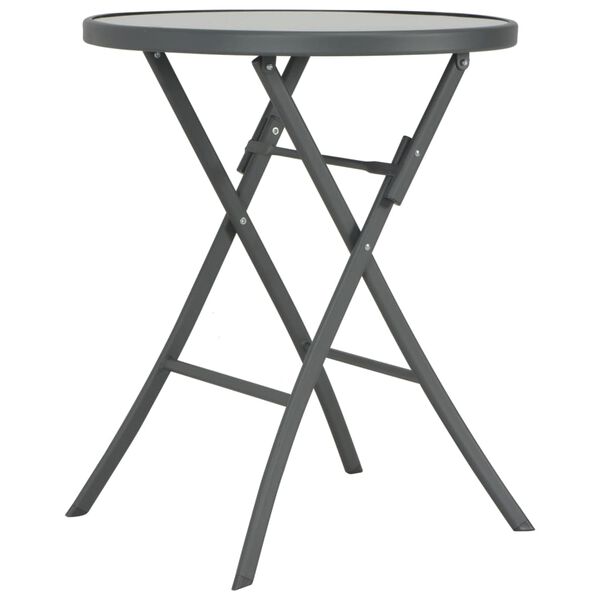 vidaXL 3 Piece Folding Bistro Set Steel Grey