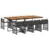 vidaXL 9 Piece Garden Dining Set with Cushions Black Poly Rattan