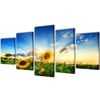 vidaXL Canvas Wall Print Set Sunflower 200 x 100 cm
