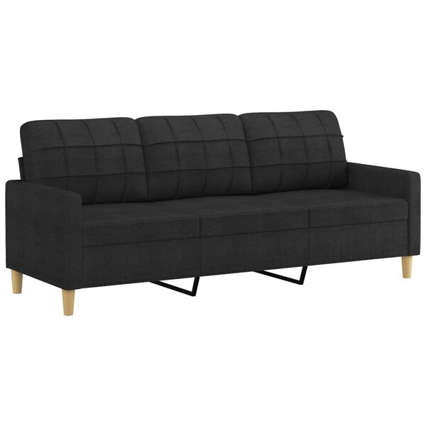 vidaXL 2 Piece Sofa Set with Pillows Black Fabric