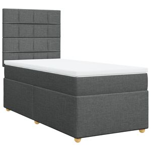 vidaXL Box Spring Bed with Mattress Dark Grey King Single Fabric