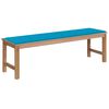 vidaXL Garden Bench with Blue Cushion 150 cm Solid Teak Wood