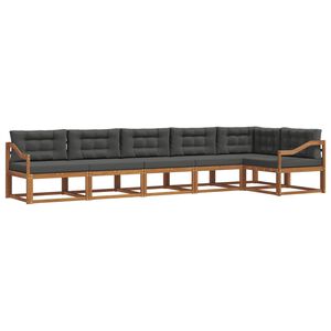 vidaXL Outdoor Sofa Set with Cushion 6 pcs Natural and Anthracite
