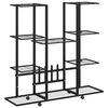 vidaXL Flower Stand | Black | Powder-coated iron | 94.5x24.5x91.5 cm | Rollable