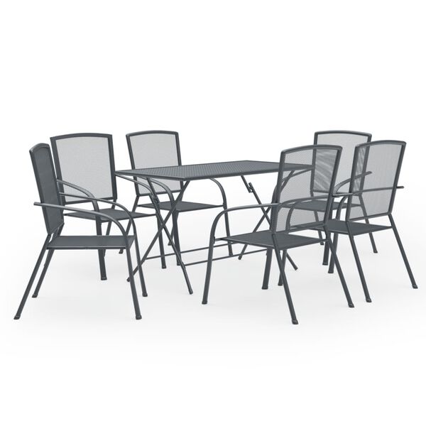 vidaXL 7 Piece Garden Dining Set Steel Anthracite
