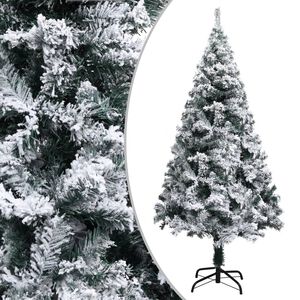 vidaXL Artificial Christmas Tree | Green with flocked snow | PVC, Metal