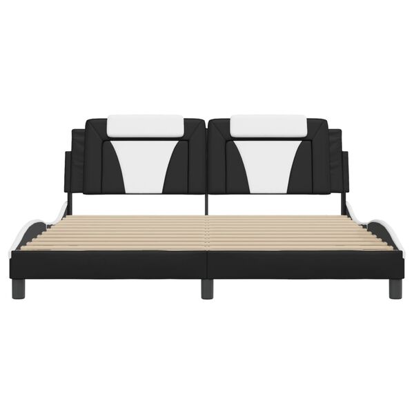 vidaXL Bed Frame "Viana" without Mattress Black and White 180x200 cm King Faux Leather