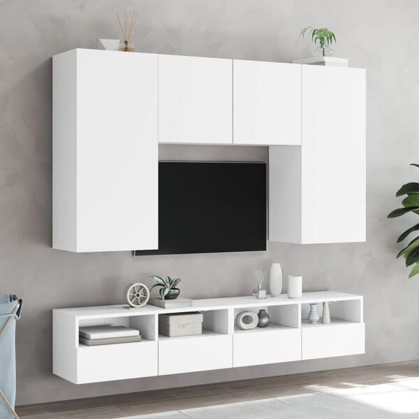vidaXL TV Wall Cabinets 2 pcs White 80x30x30 cm Engineered Wood