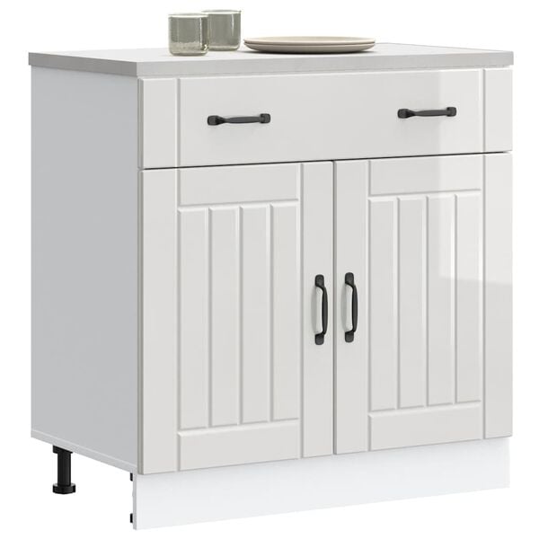 vidaXL Kitchen Base Cabinet Lucca High Gloss White Engineered Wood