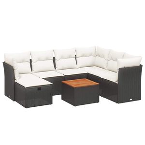 vidaXL 8 Piece Garden Sofa Set with Cushions Black Poly Rattan