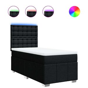 vidaXL Box Spring Bed with Mattress Black King Single Fabric