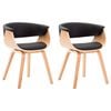 vidaXL Dining Chairs 2 pcs Black Bent Wood and Faux Leather