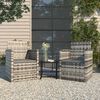 vidaXL 3 Piece Outdoor Lounge Set with Cushions Poly Rattan Grey