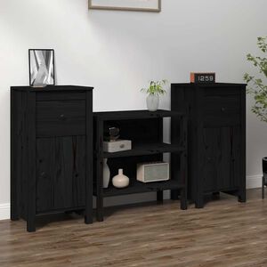 vidaXL Sideboard | Set of 2 | Black | Solid pine wood | Medium | Sideboard
