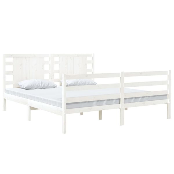 vidaXL Bed Frame without Mattress White 180x200 cm Super King Solid Wood Pine