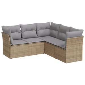 vidaXL 5 Piece Garden Sofa Set with Cushions Beige Poly Rattan