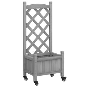 vidaXL Planter | Grey | Solid fir wood, Iron | Medium | Planter | Rectangular