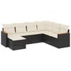 vidaXL 7 Piece Garden Sofa Set with Cushions Black Poly Rattan