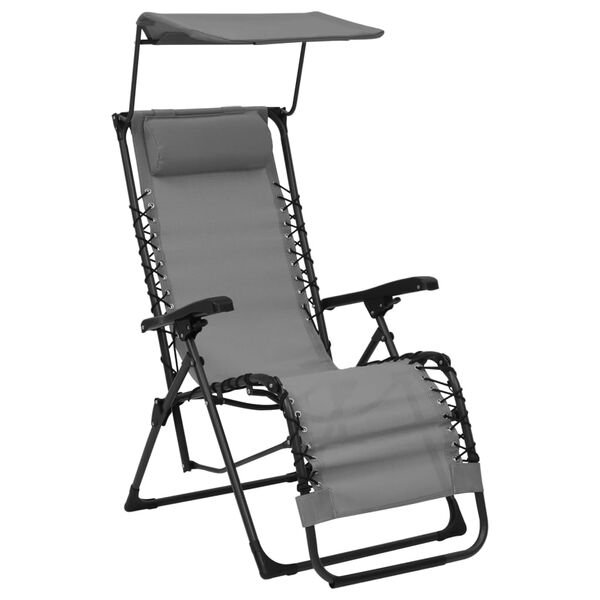 vidaXL Folding Deck Chair Textilene Grey