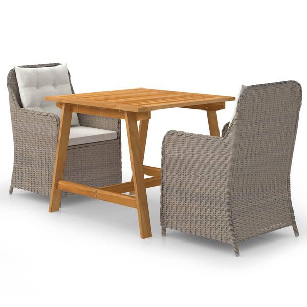 vidaXL 3 Piece Garden Dining Set Brown
