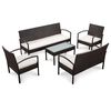 vidaXL 5 Piece Garden Lounge Set with Cushions Poly Rattan Brown