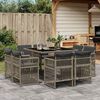 vidaXL 9 Piece Garden Dining Set with Cushions Grey Poly Rattan