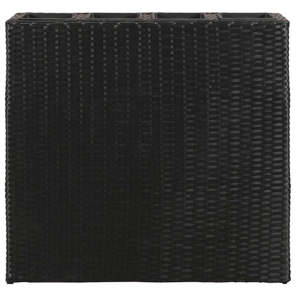 vidaXL Garden Raised Bed with 4 Pots 2 pcs Poly Rattan Black(2x41084)