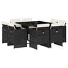 vidaXL 9 Piece Garden Dining Set with Cushions Black Poly Rattan