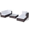vidaXL 5 Piece Garden Lounge Set with Cushions Poly Rattan Brown