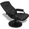 vidaXL TV Armchair with Footstool Black Faux Leather